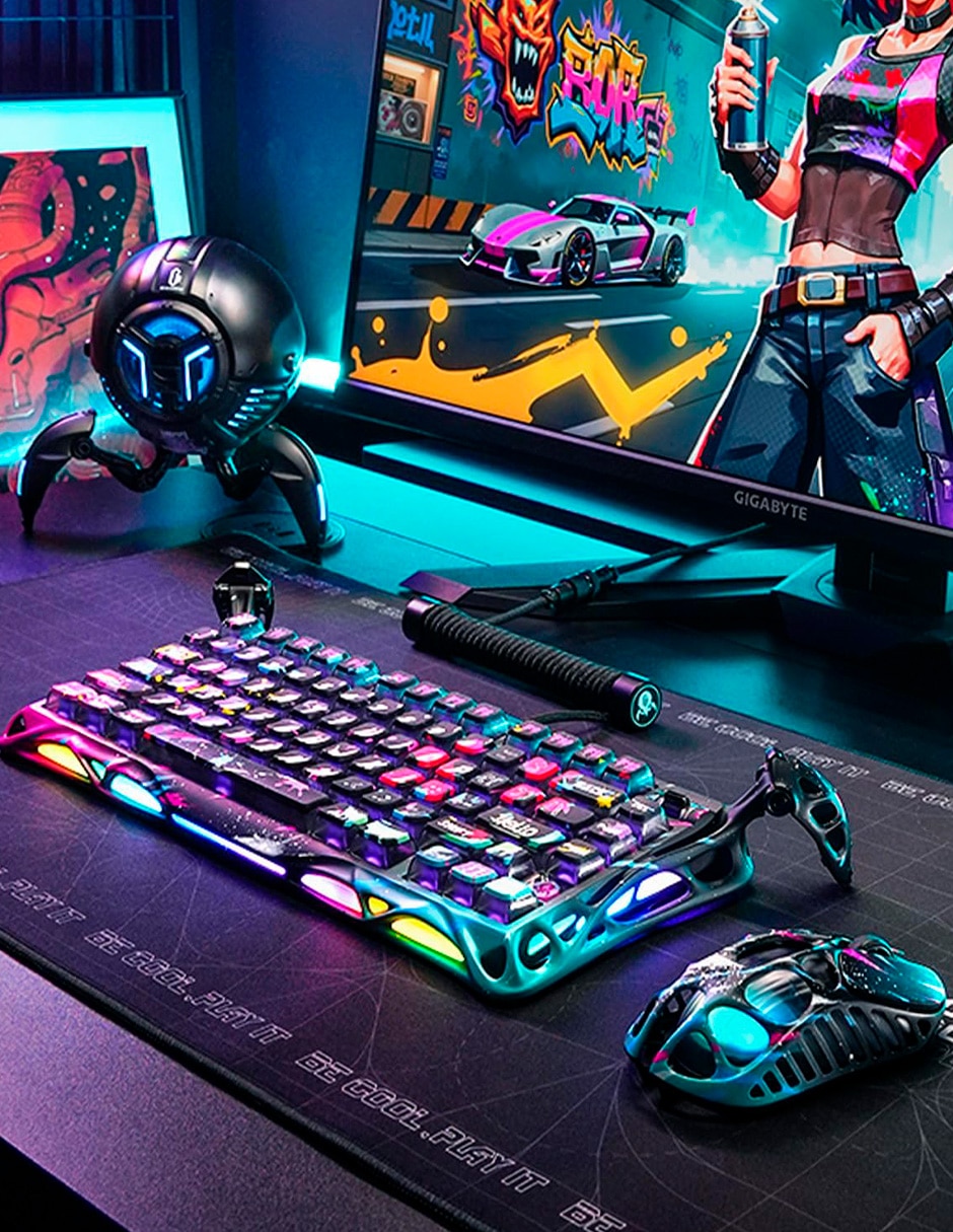 Teclado gamer USB-C QWERT inglés con interruptor Lineal (Red, Black) Mercury V75 Pro 8