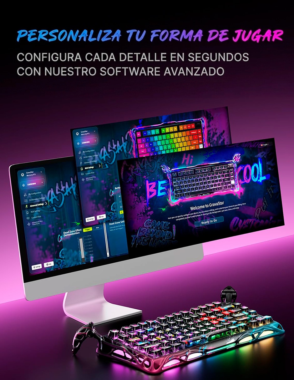 Teclado gamer USB-C QWERT inglés con interruptor Lineal (Red, Black) Mercury V75 Pro 9
