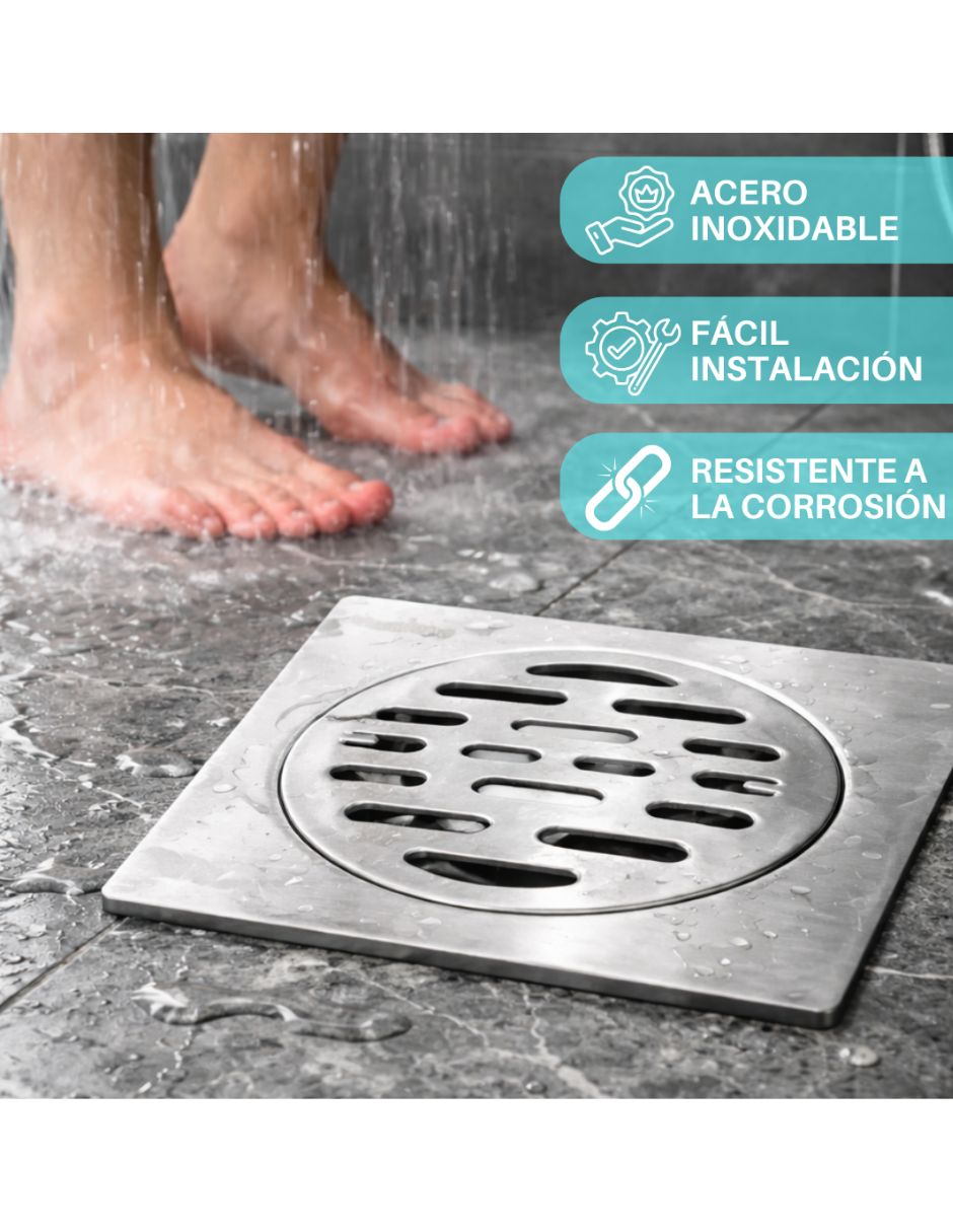 Coladera para piso de acero inoxidable anti olores 6