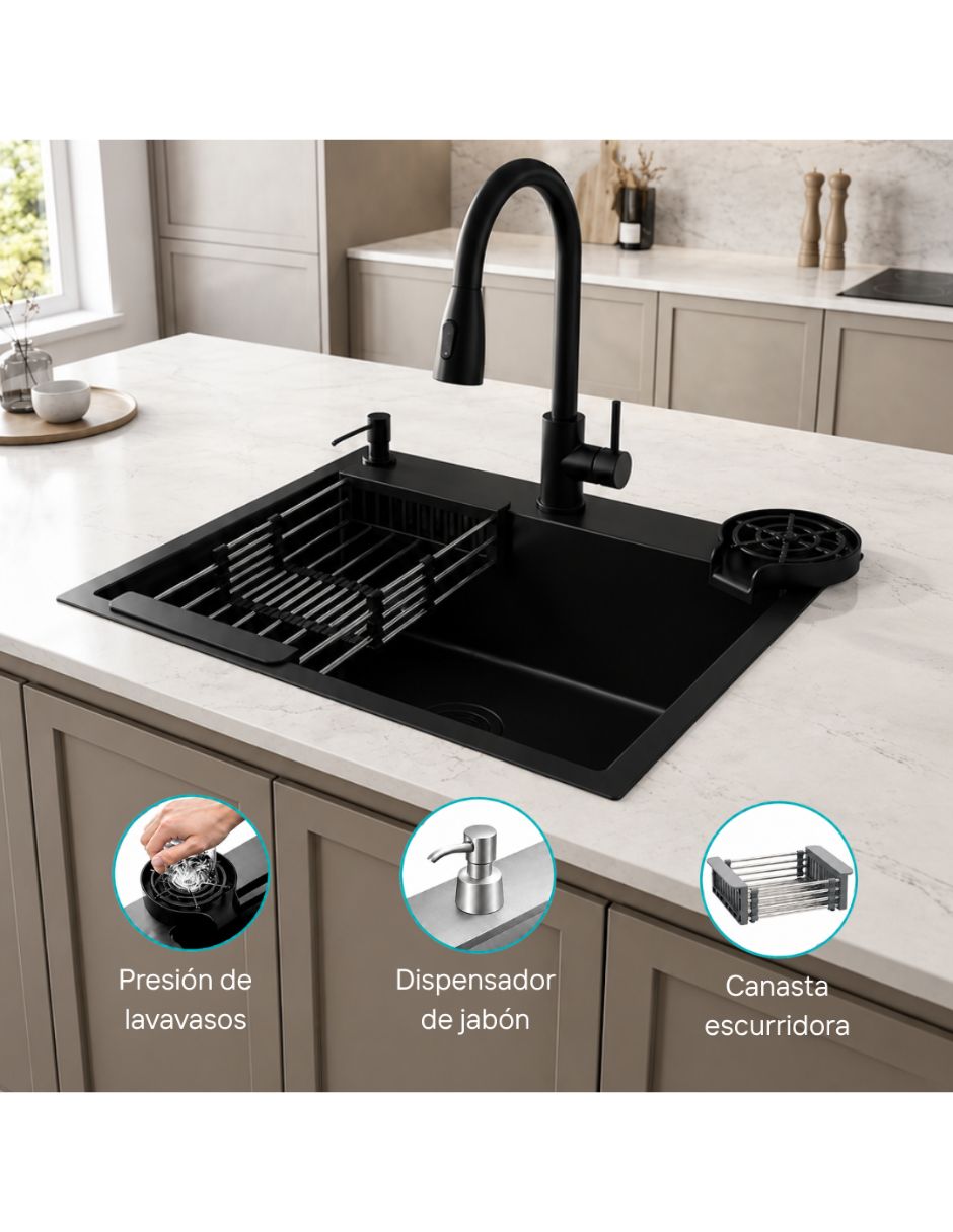 Tarja con escurridor Izquierdo de acero inoxidable con escurridor