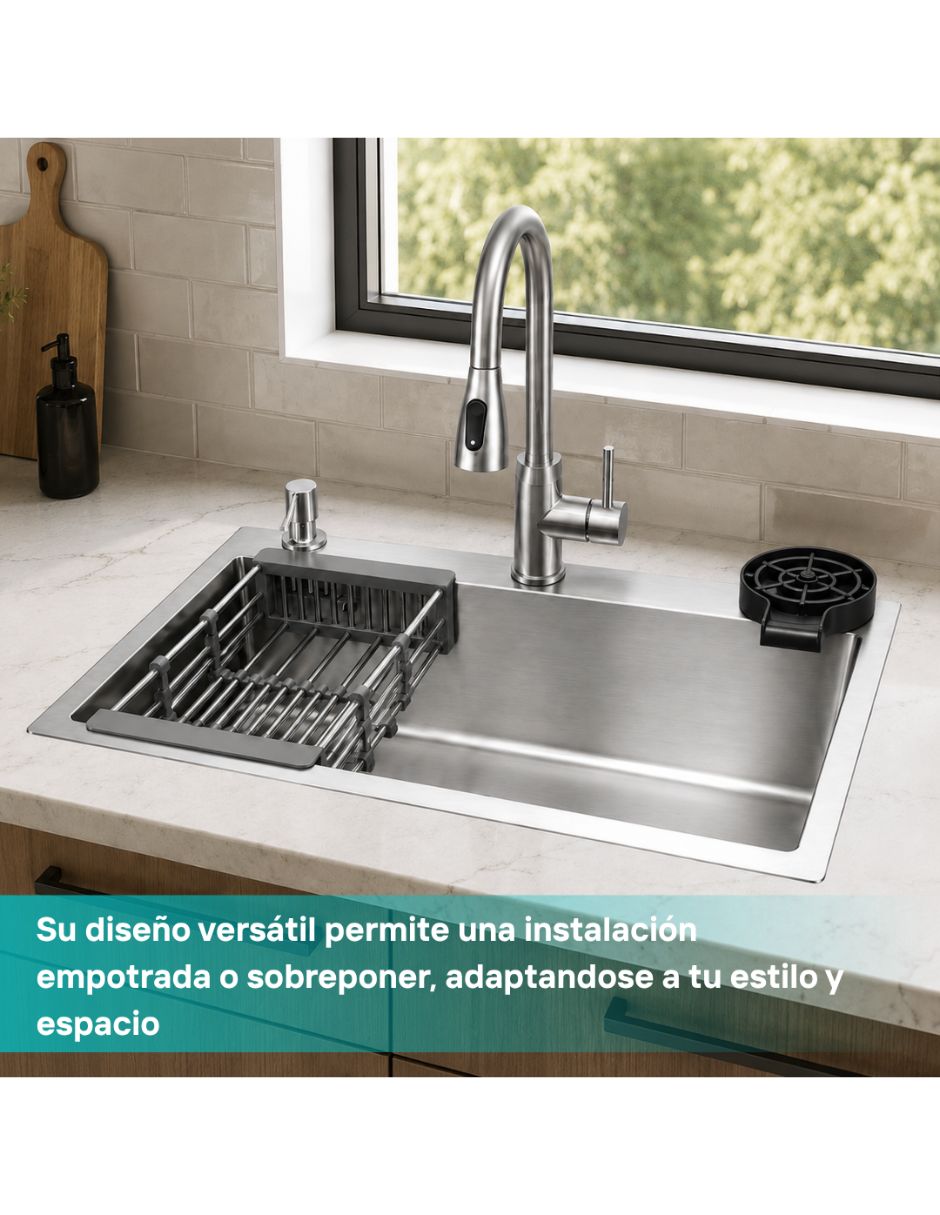 Tarja con escurridor izquierdo de acero inoxidable 3