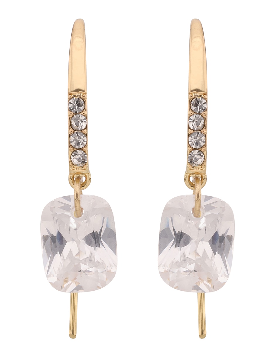 Aretes cortos Crystal and Chain con acabado brillante