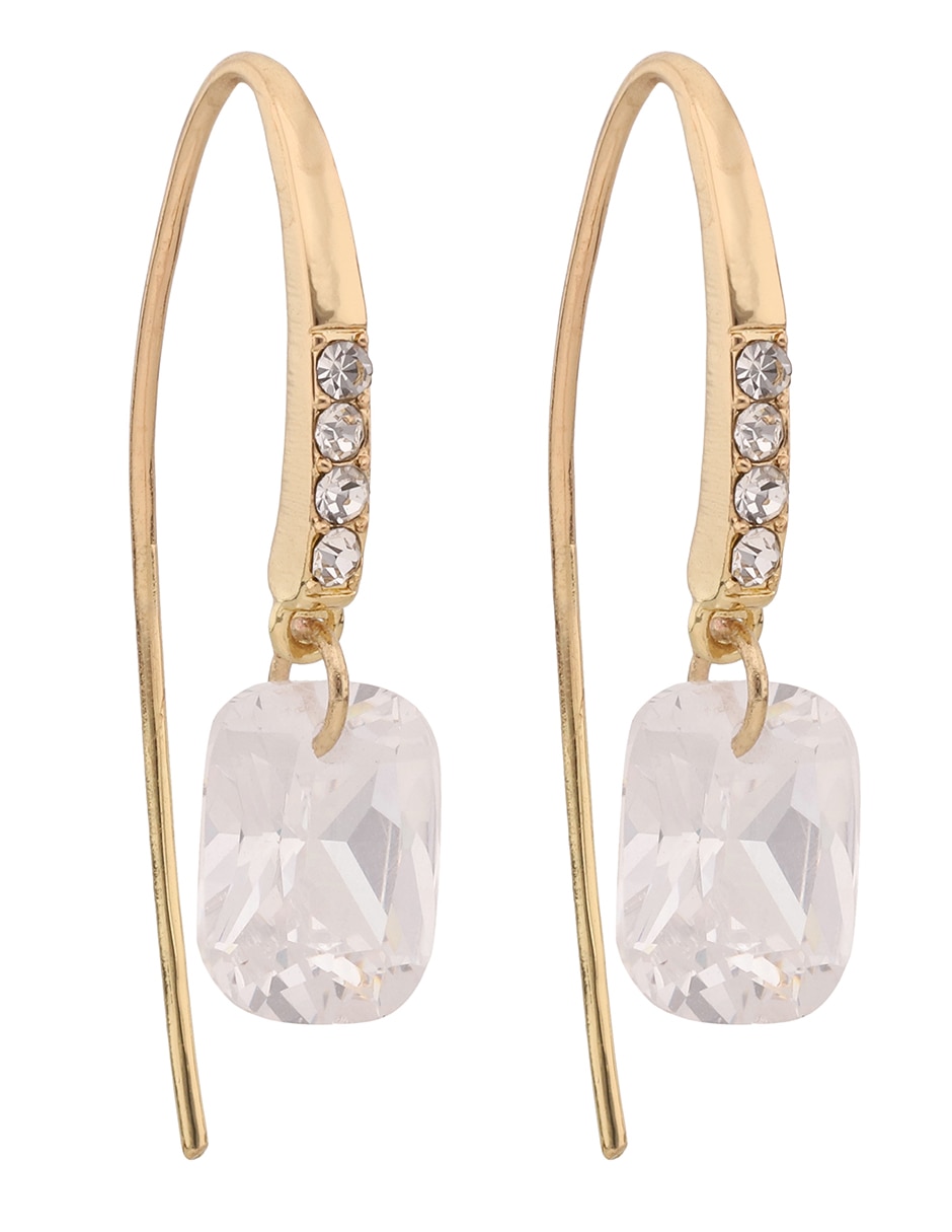 Aretes cortos Crystal and Chain con acabado brillante 2