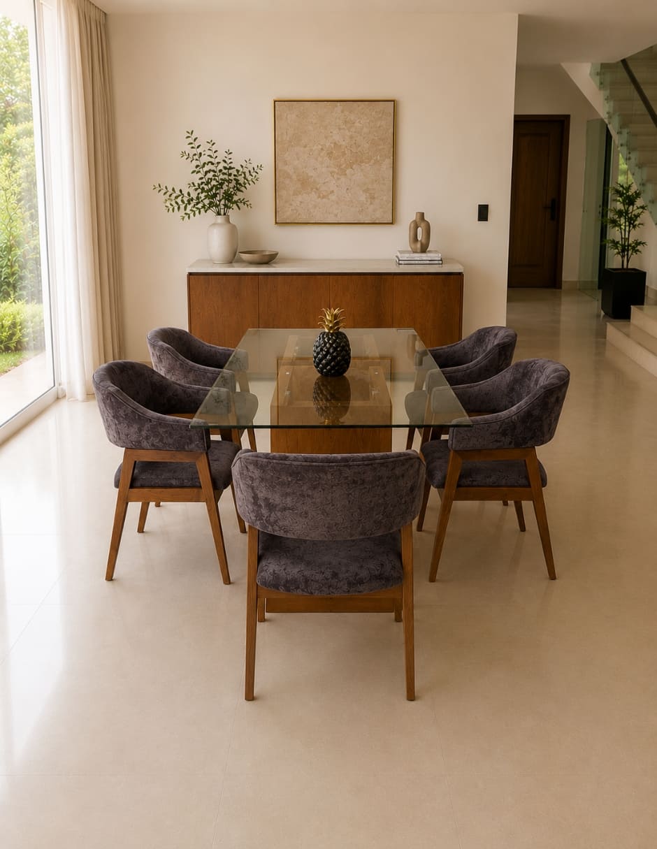Comedor para 6 personas de cristal 5