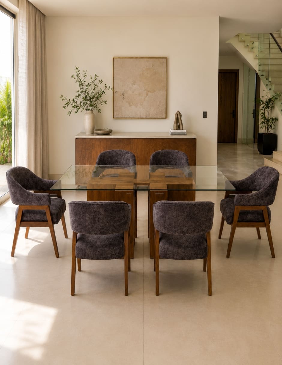Comedor para 6 personas de cristal 6