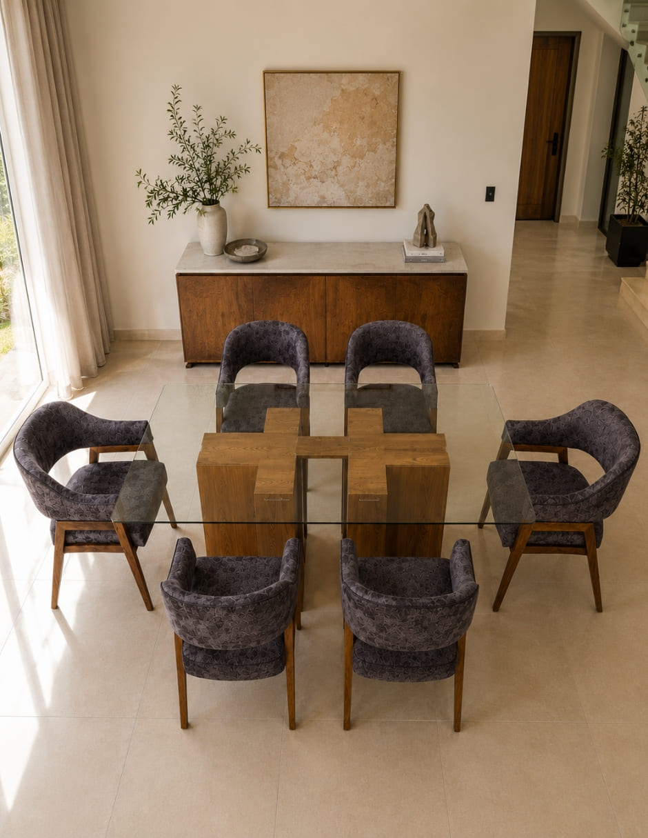Comedor para 6 personas de cristal 8