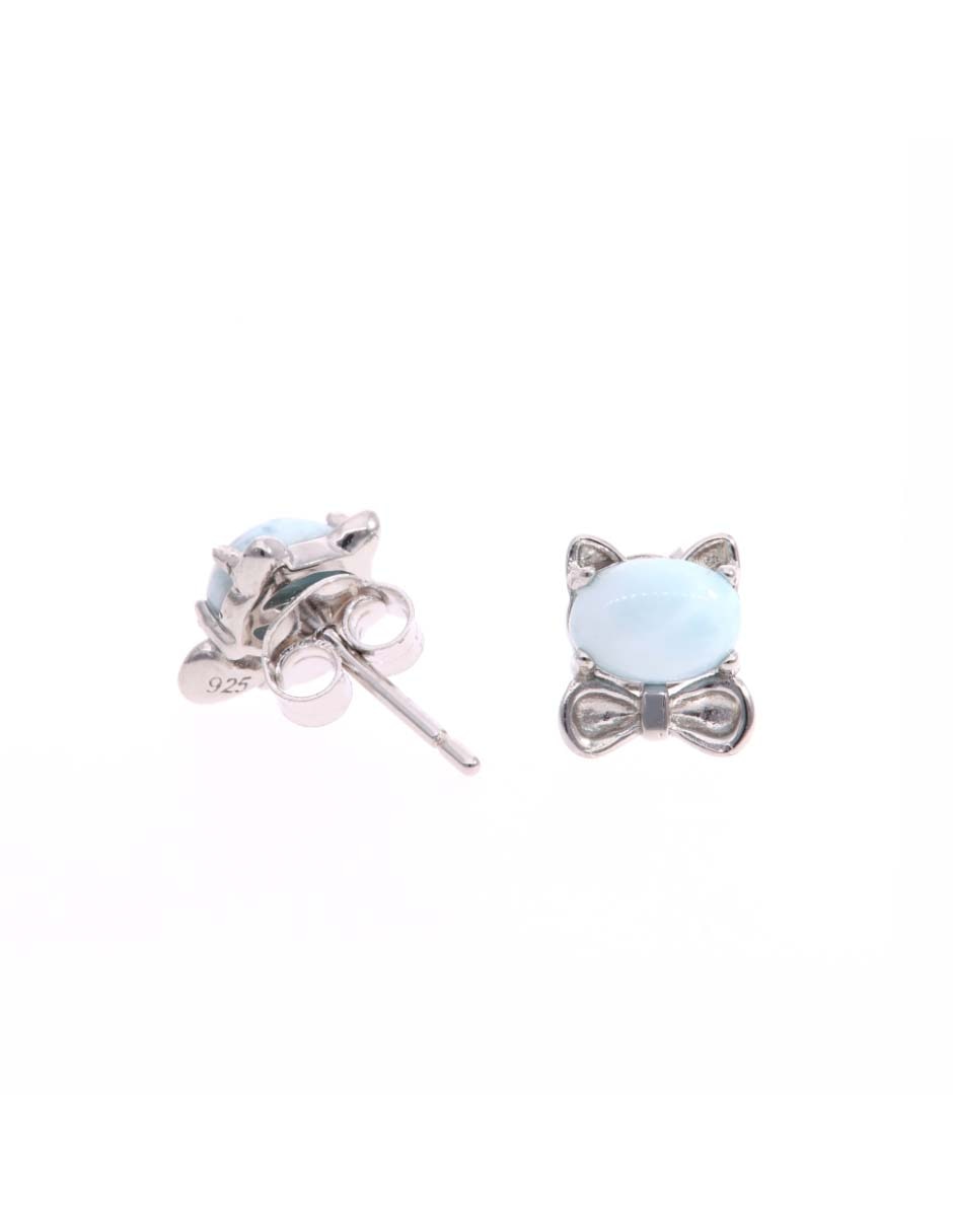 Broqueles de moño de plata P 925 con acabado brillante larimar