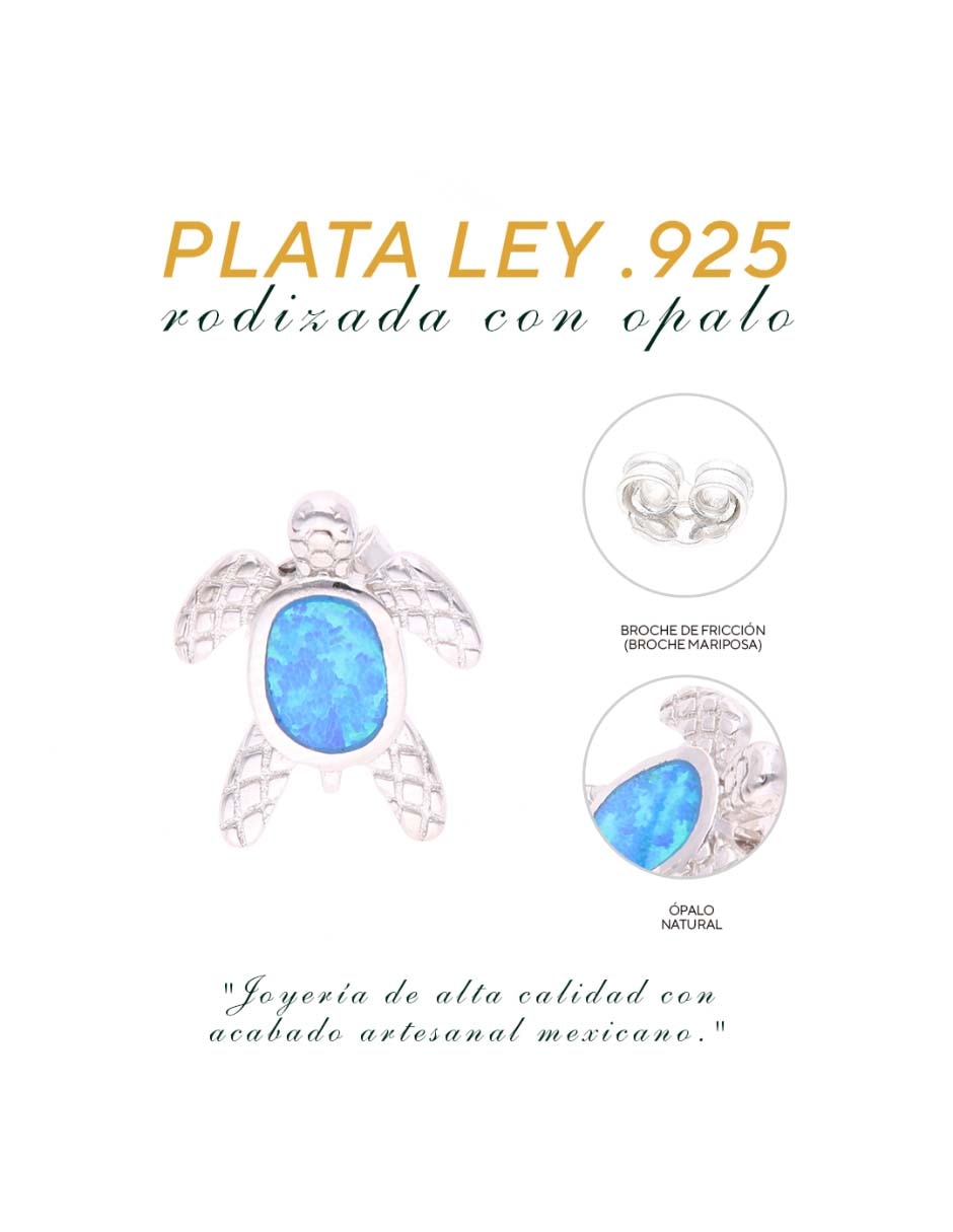 Broqueles de tortuga de plata P 925 con acabado brillante 4