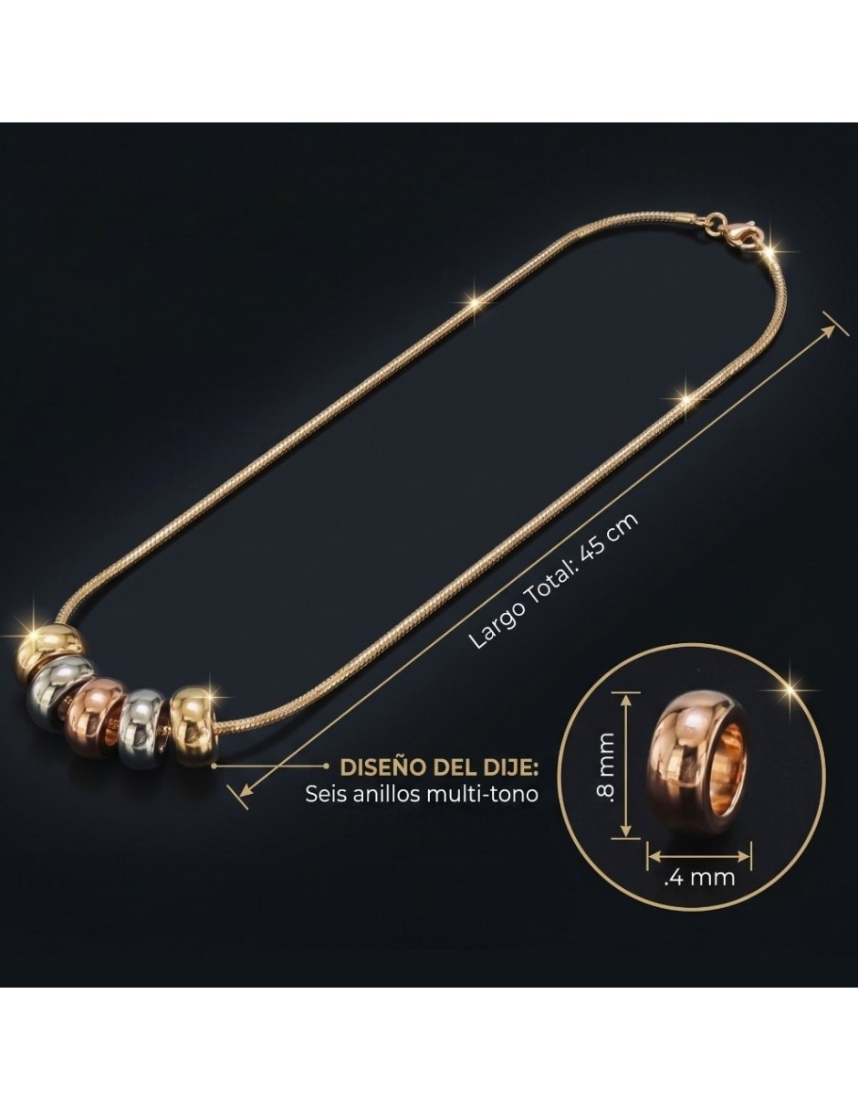 Collar con dije de aro de oro laminado 14 K 5