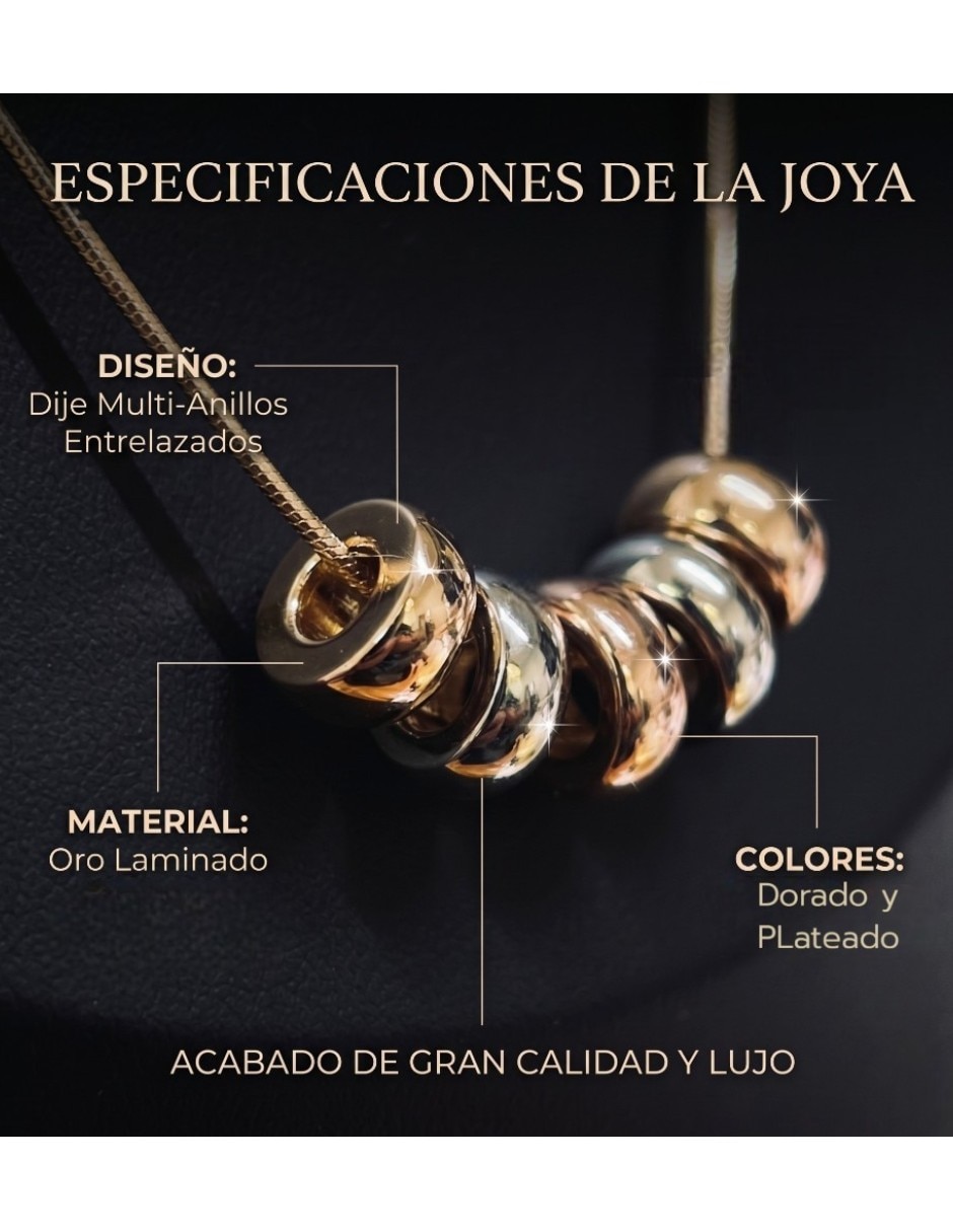Collar con dije de aro de oro laminado 14 K 2