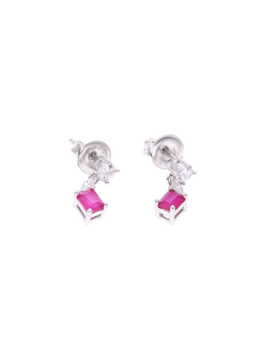 Aretes de plata p925 acabado brillante zirconia 1