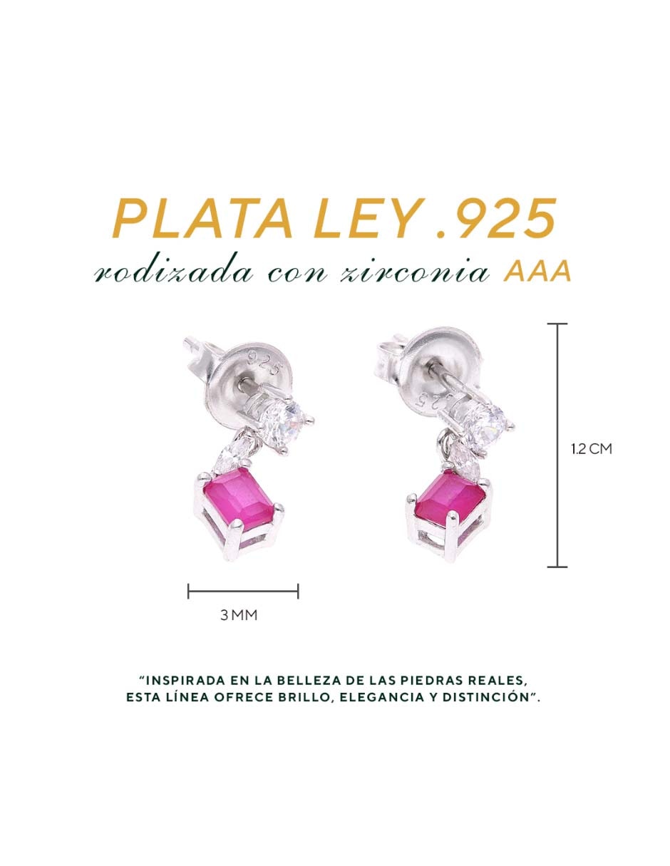 Aretes de plata p925 acabado brillante zirconia 4