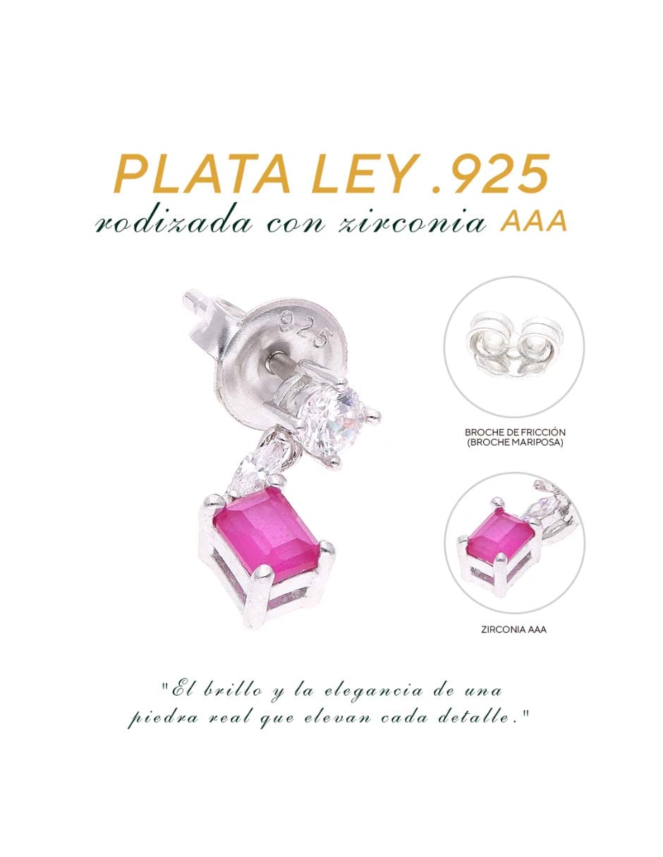 Aretes de plata p925 acabado brillante zirconia 6
