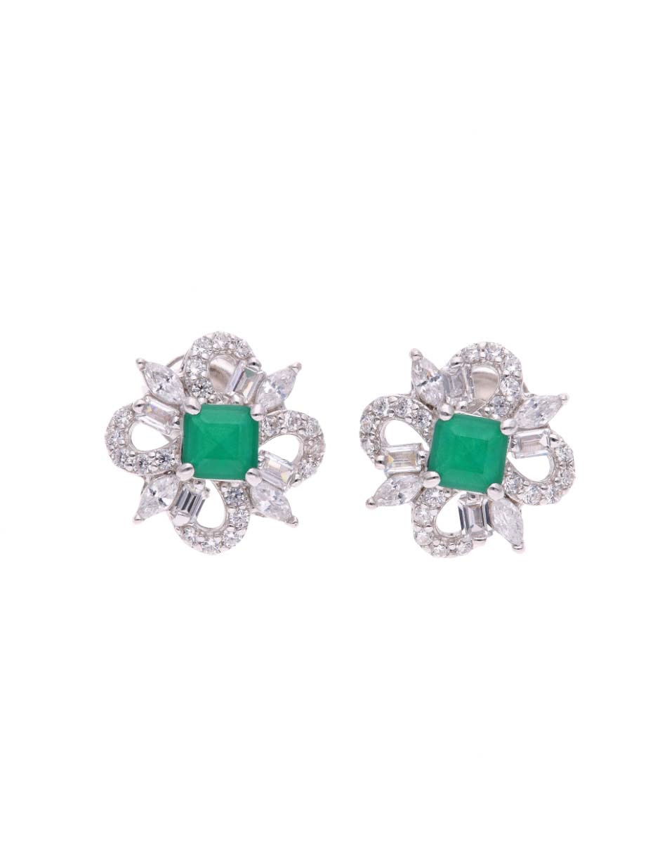 Set de aretes de plata p 925 con acabado brillante