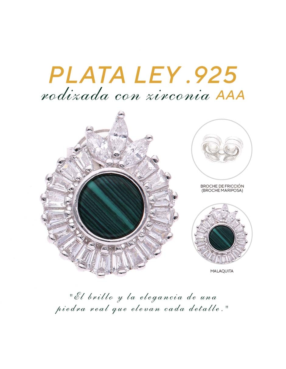 Broqueles Vanguardia Joyera de plata P 925 con acabado brillante zirconia