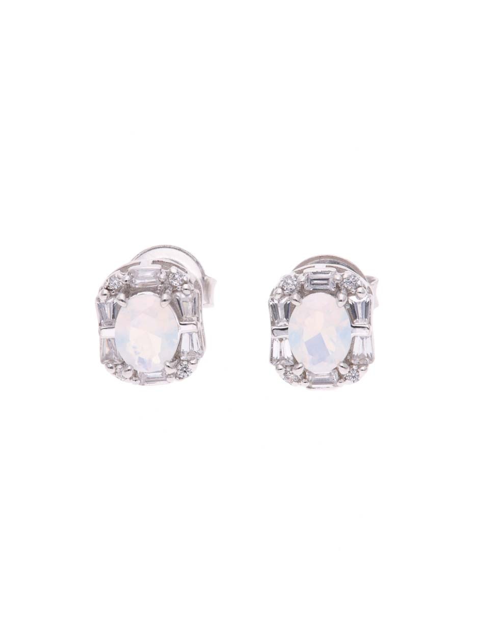 Broqueles de plata P 925 con acabado brillante zirconia Broqueles de plata P 925 con acabado brillante zirconia