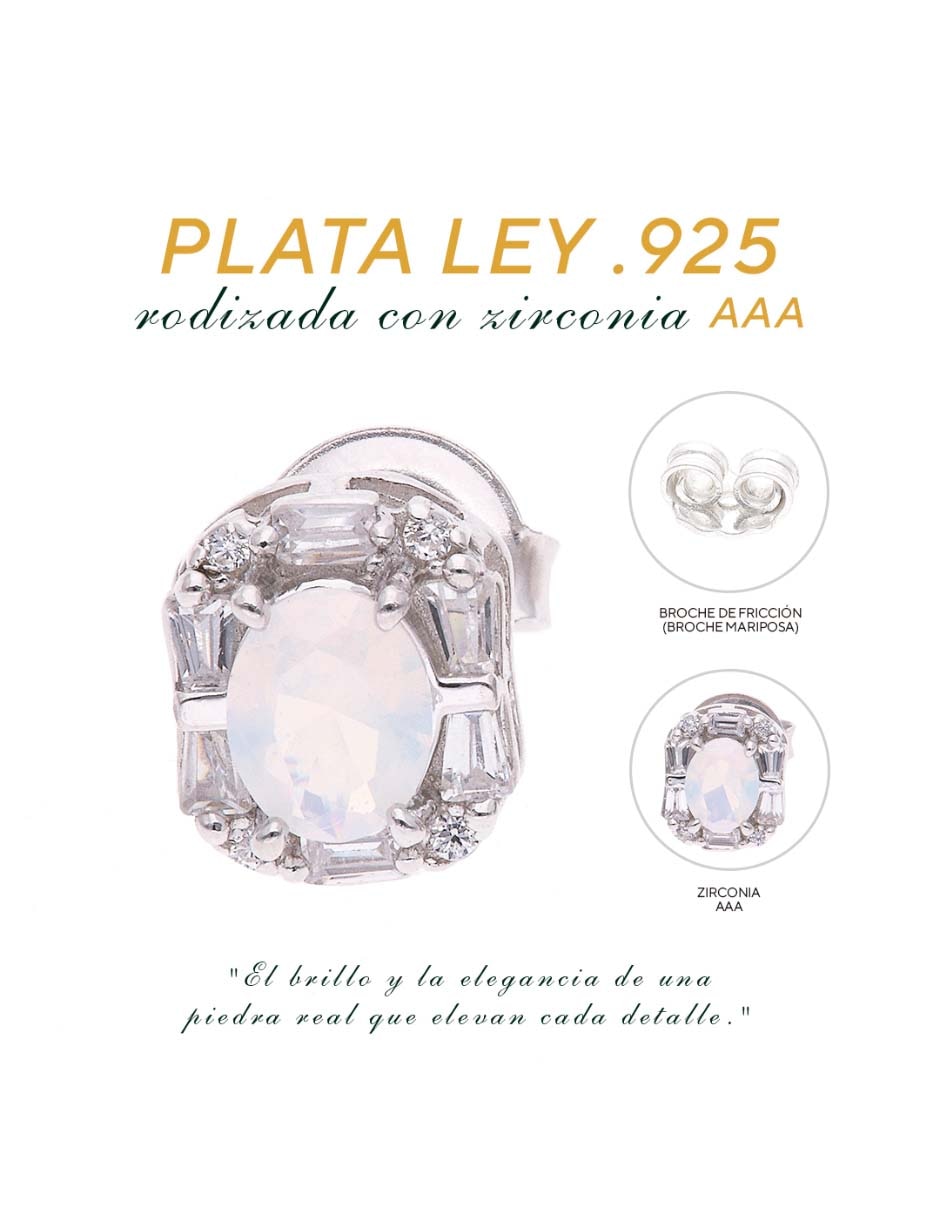 Broqueles de plata P 925 con acabado brillante zirconia 6