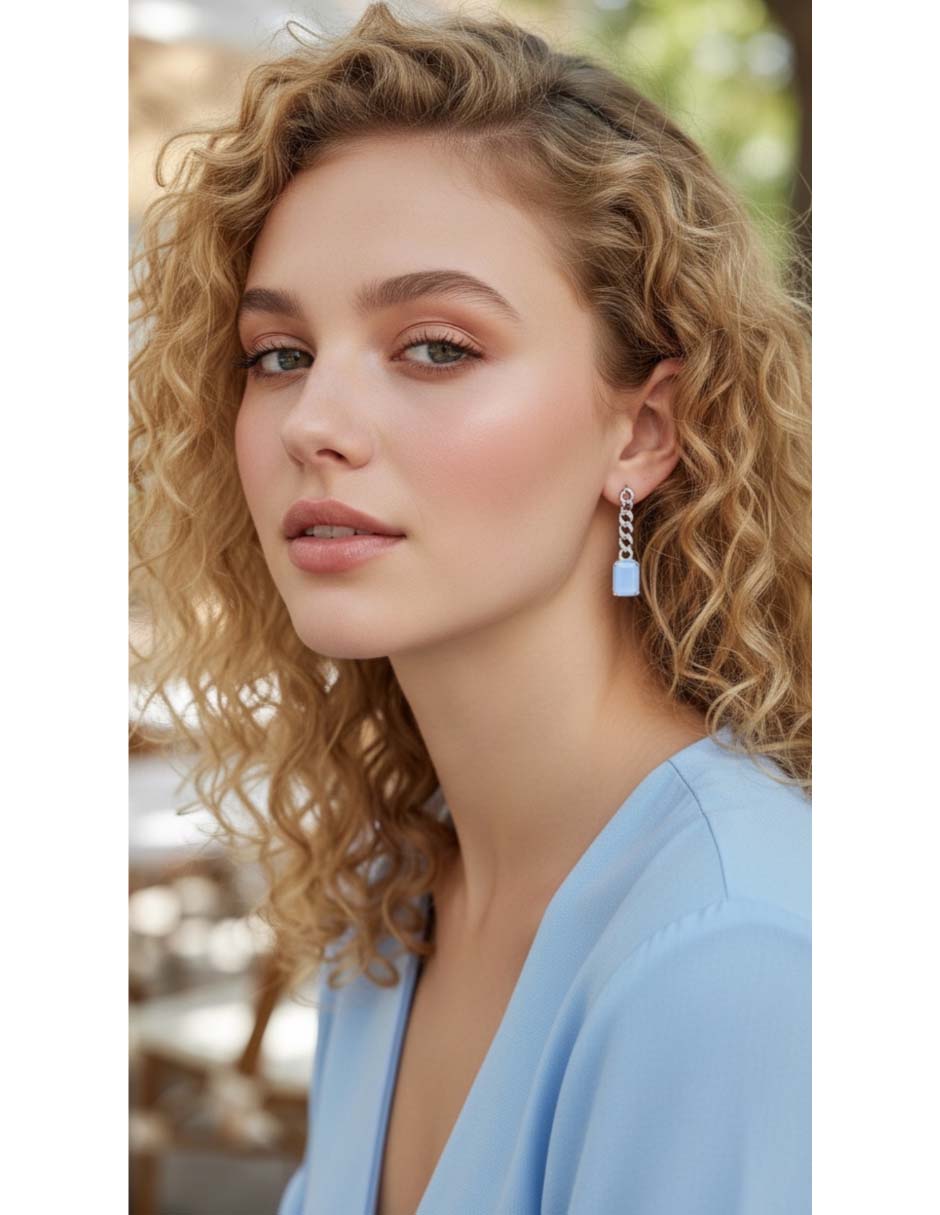 Aretes Vanduardia Joyera de plata p925 con acabado brillante larimar 3