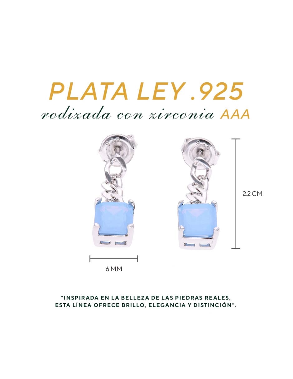 Aretes Vanduardia Joyera de plata p925 con acabado brillante larimar 4
