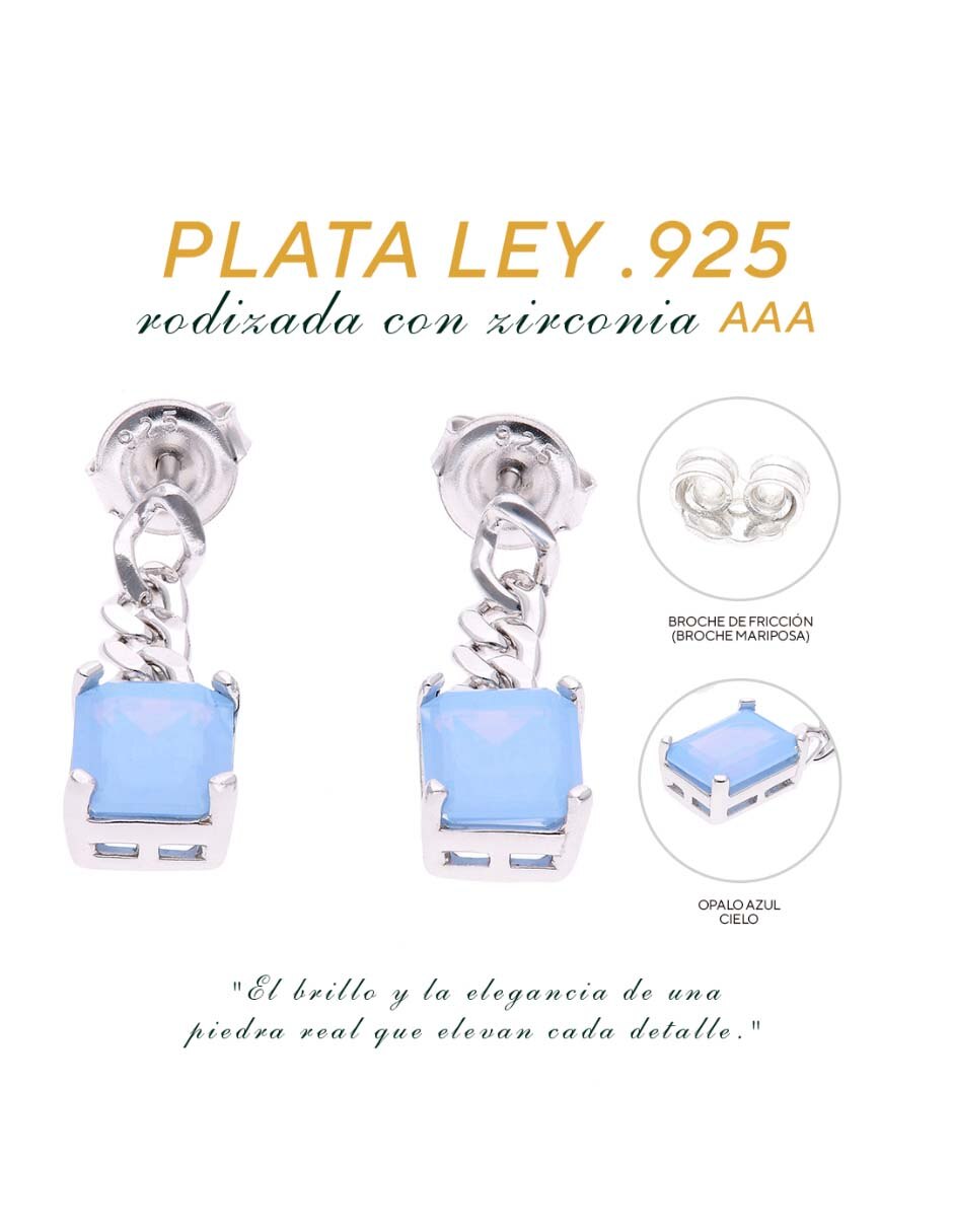 Aretes Vanduardia Joyera de plata p925 con acabado brillante larimar 6