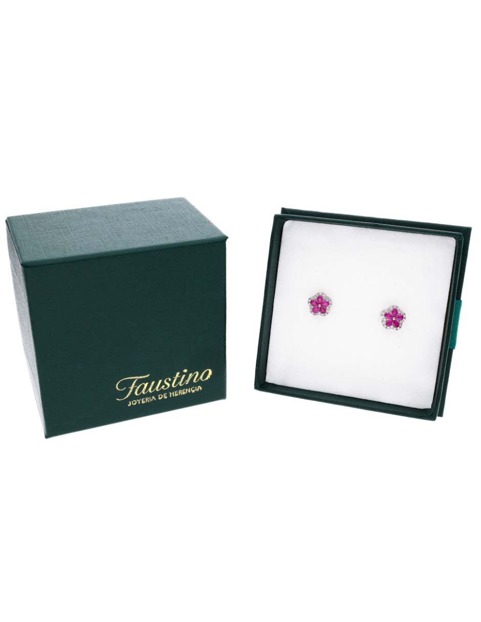 Broqueles de flor Vanguardia Joyera de plata P 925 con acabado brillante zirconia