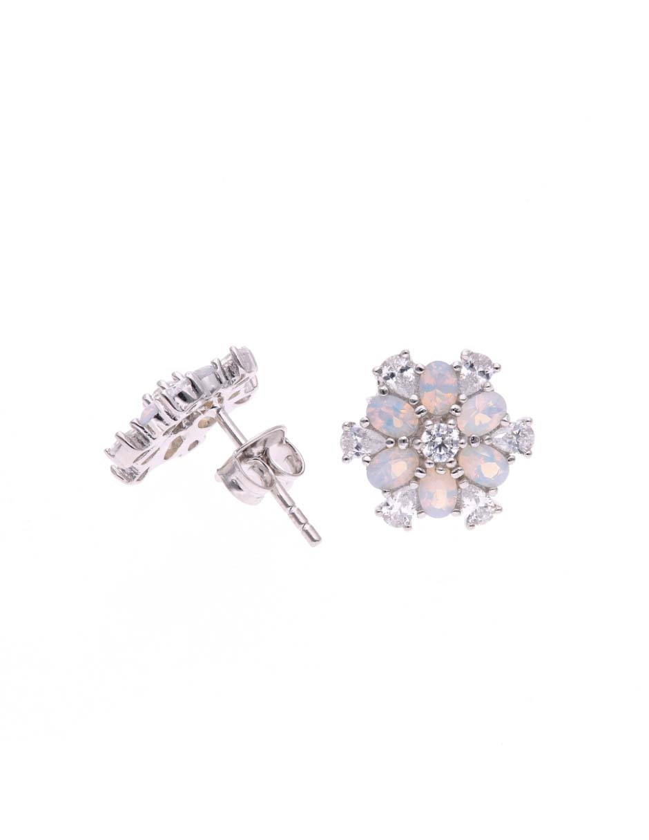 Broqueles de flor de plata P 925 con acabado brillante zirconia 2