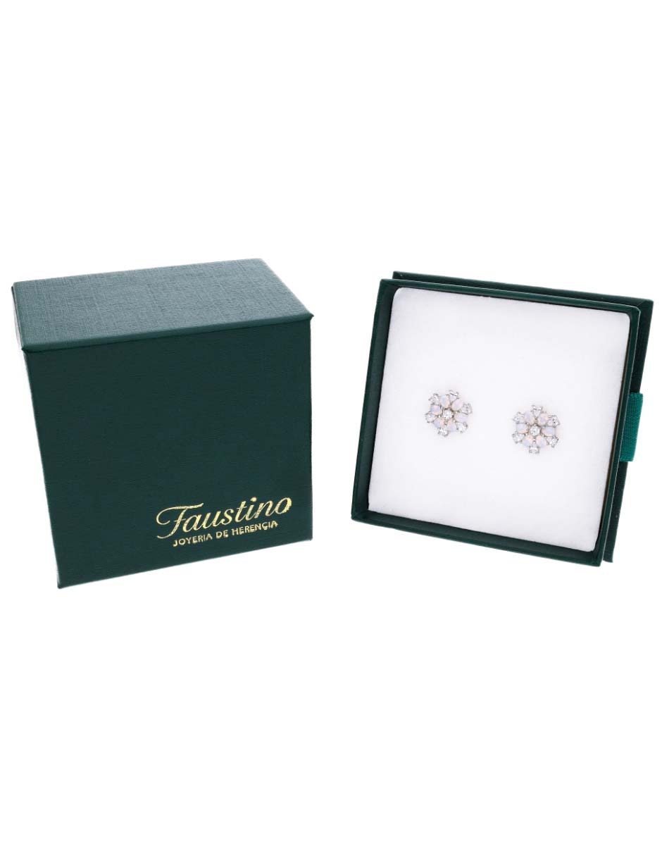 Broqueles de flor de plata P 925 con acabado brillante zirconia 4