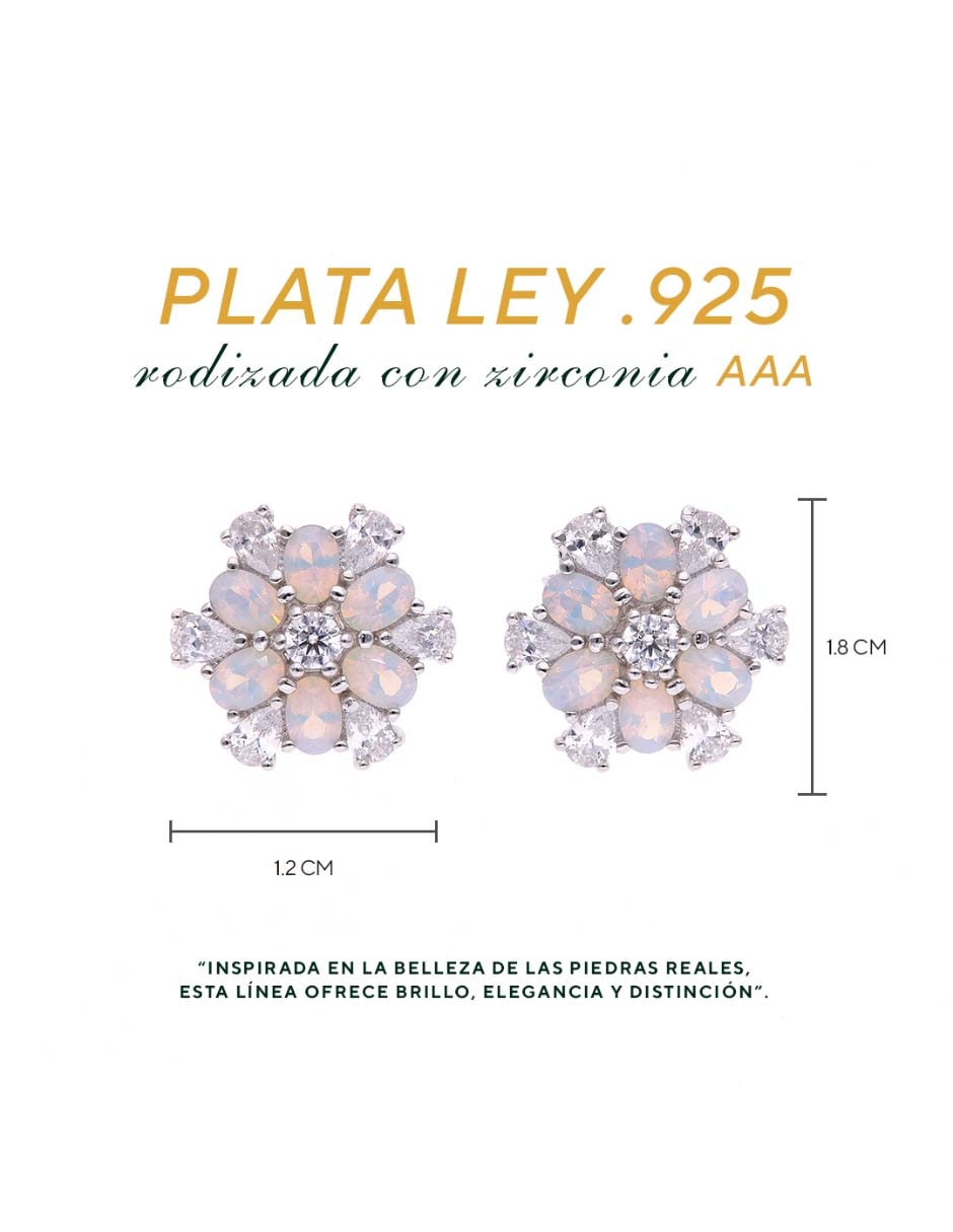 Broqueles de flor de plata P 925 con acabado brillante zirconia 5