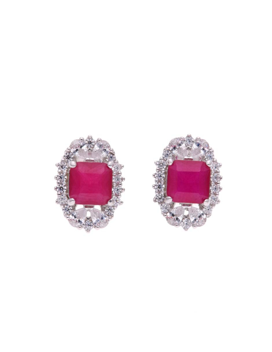 Broqueles de plata P 925 con acabado brillante zirconia Broqueles de plata P 925 con acabado brillante zirconia