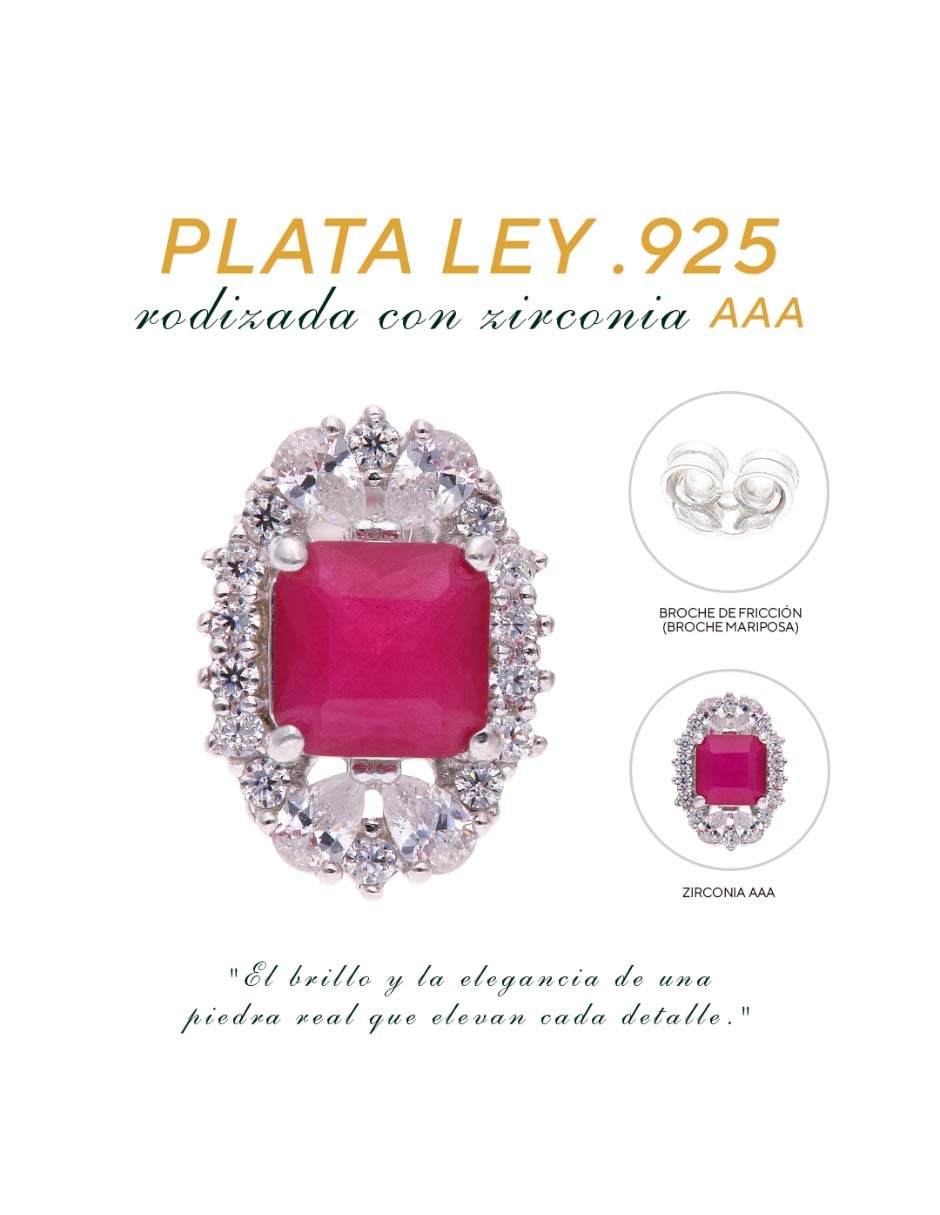 Broqueles de plata P 925 con acabado brillante zirconia 6
