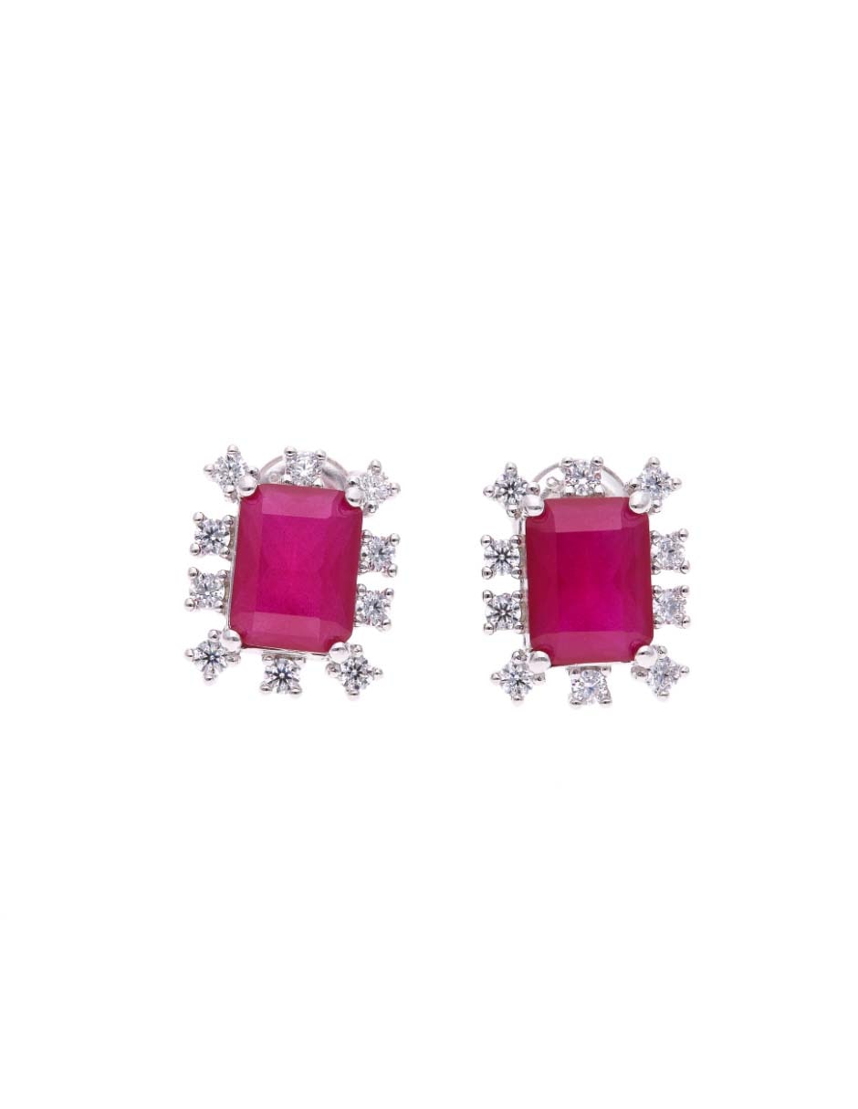 Broqueles de plata P 925 con acabado brillante zirconia Broqueles de plata P 925 con acabado brillante zirconia