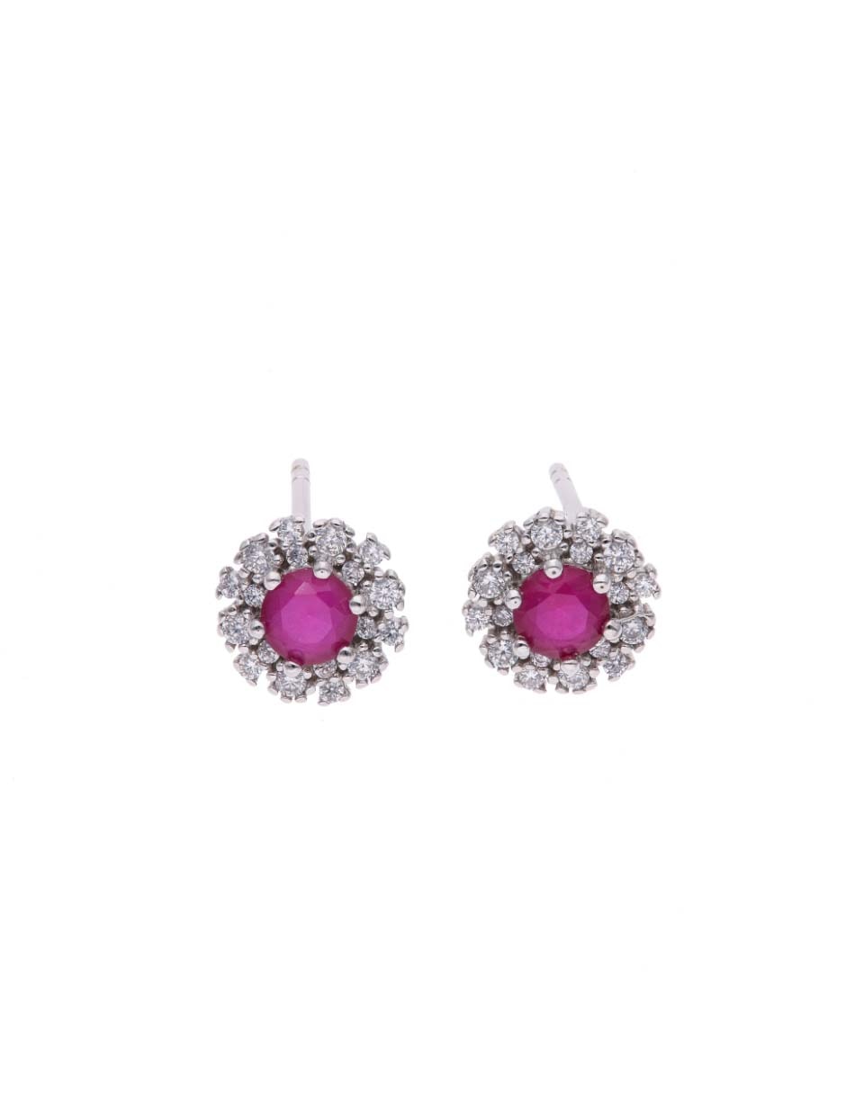 Broqueles de flor Vanguardia Joyera de plata P 925 con acabado brillante zirconia