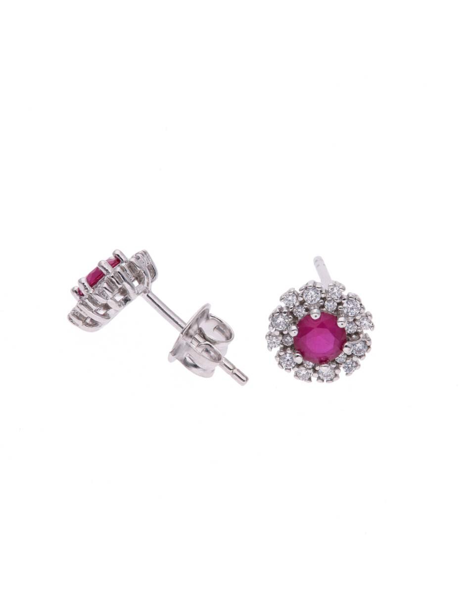 Broqueles de flor Vanguardia Joyera de plata P 925 con acabado brillante zirconia