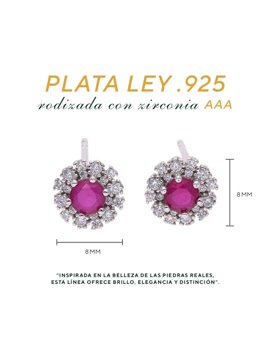 Broqueles de flor Vanguardia Joyera de plata P 925 con acabado brillante zirconia