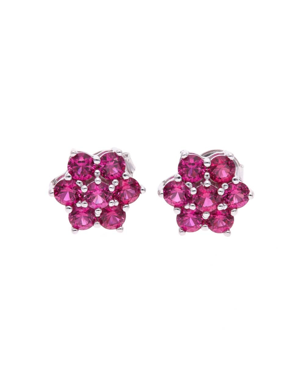 Broqueles de flor de plata P 925 con acabado brillante zirconia Broqueles de flor de plata P 925 con acabado brillante zirconia