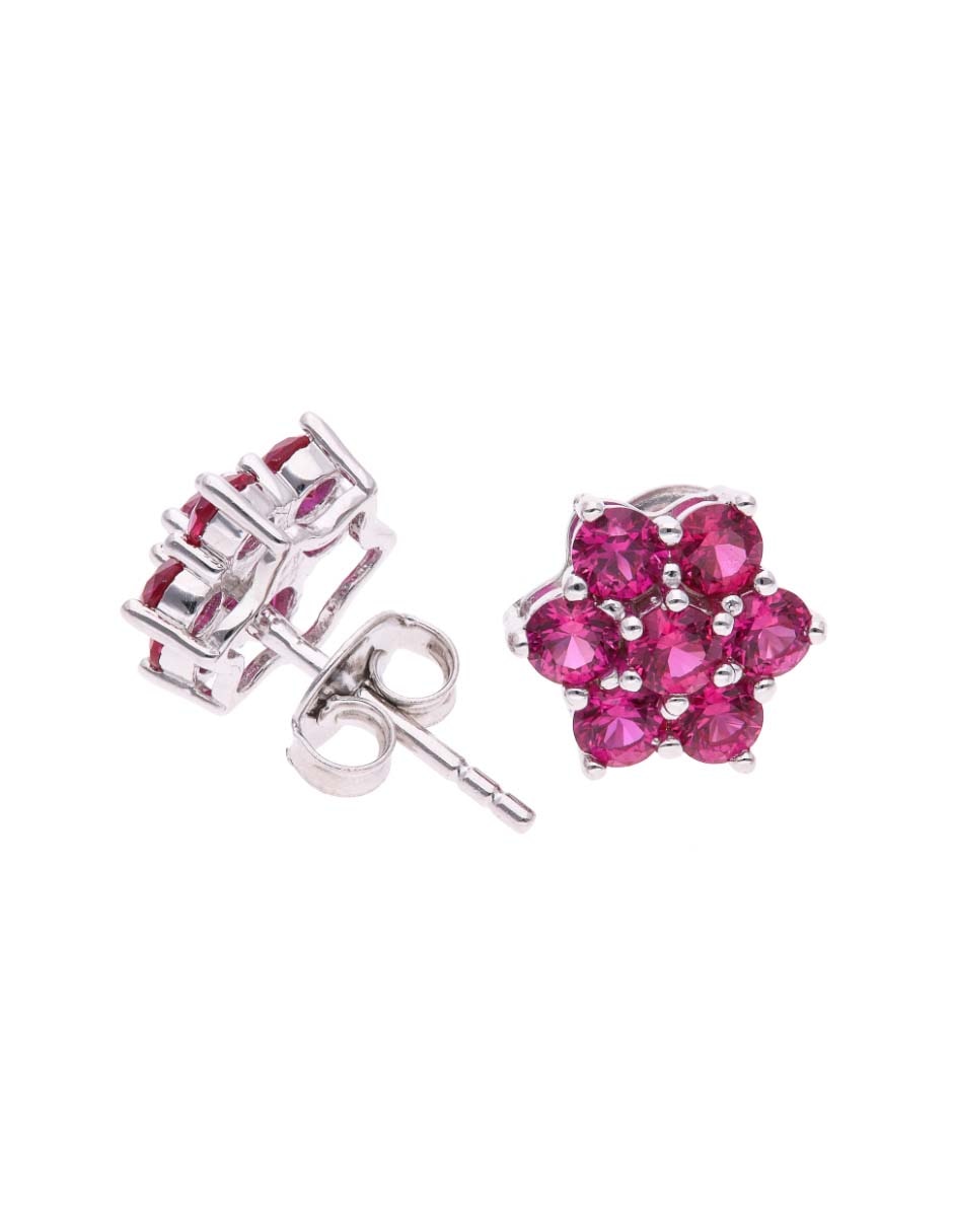 Broqueles de flor de plata P 925 con acabado brillante zirconia 5