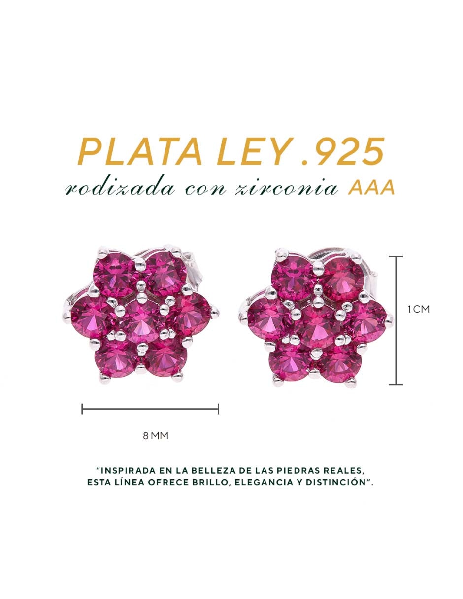 Broqueles de flor de plata P 925 con acabado brillante zirconia 6