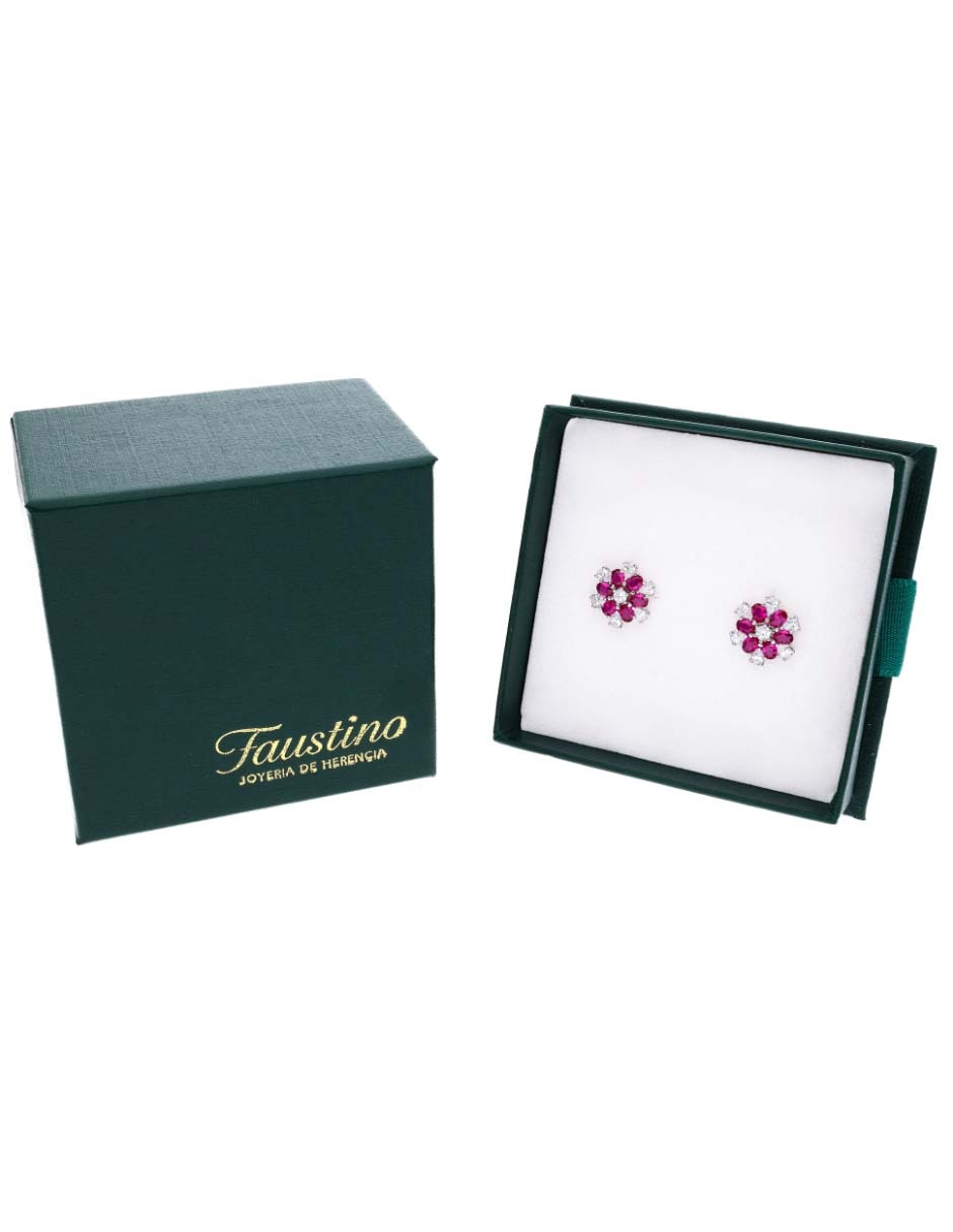 Broqueles de flor Vanguardia Joyera de plata P 925 con acabado brillante zirconia