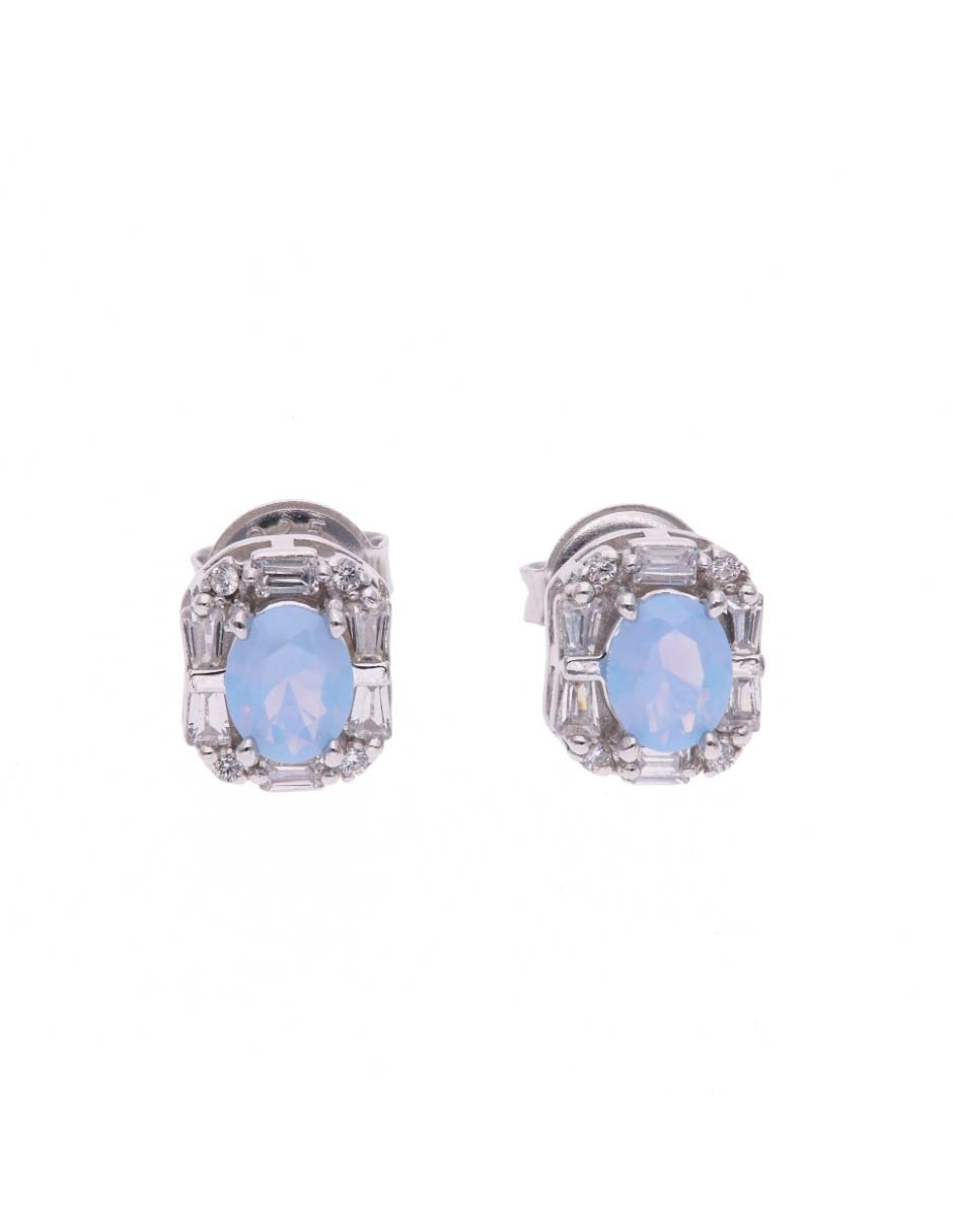 Broqueles de plata P 925 con acabado brillante zirconia Broqueles de plata P 925 con acabado brillante zirconia