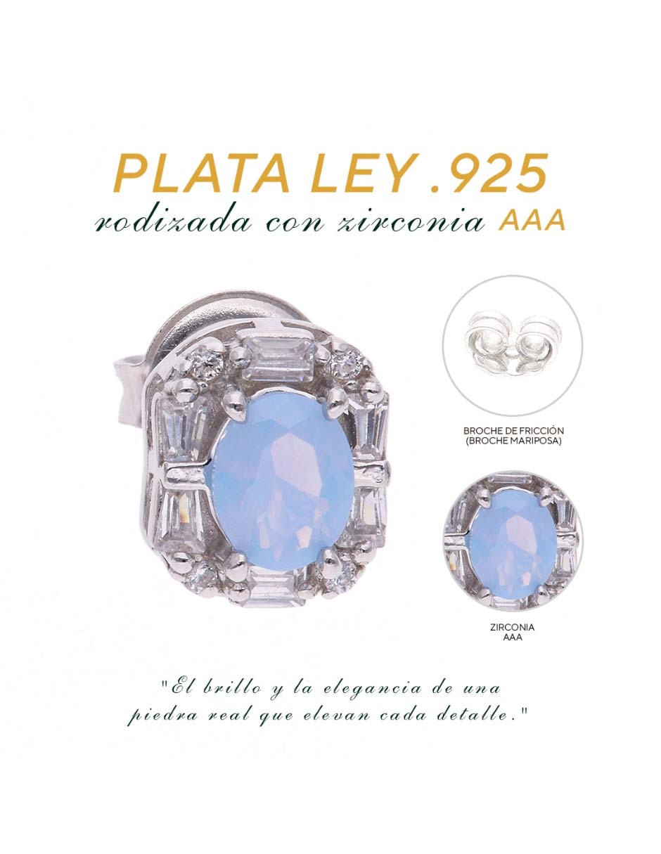 Broqueles de plata P 925 con acabado brillante zirconia 6