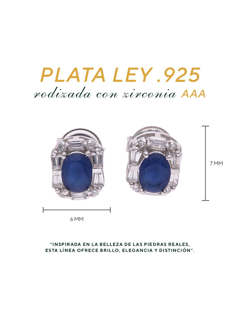 Broqueles de plata P 925 con acabado brillante zirconia 6