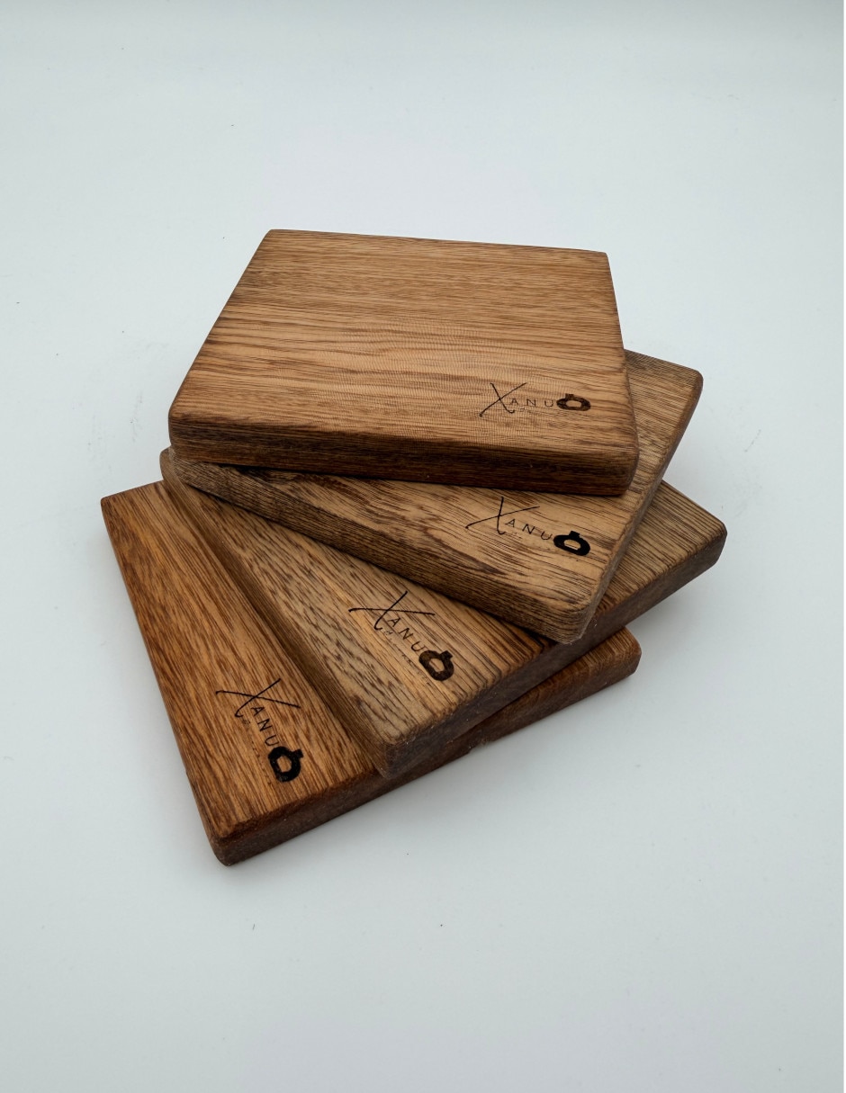 Set de portavasos Xanu de madera 4 piezas