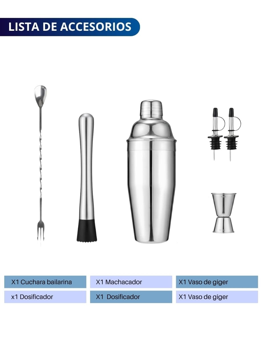 Set cocteles de acero inoxidable 7