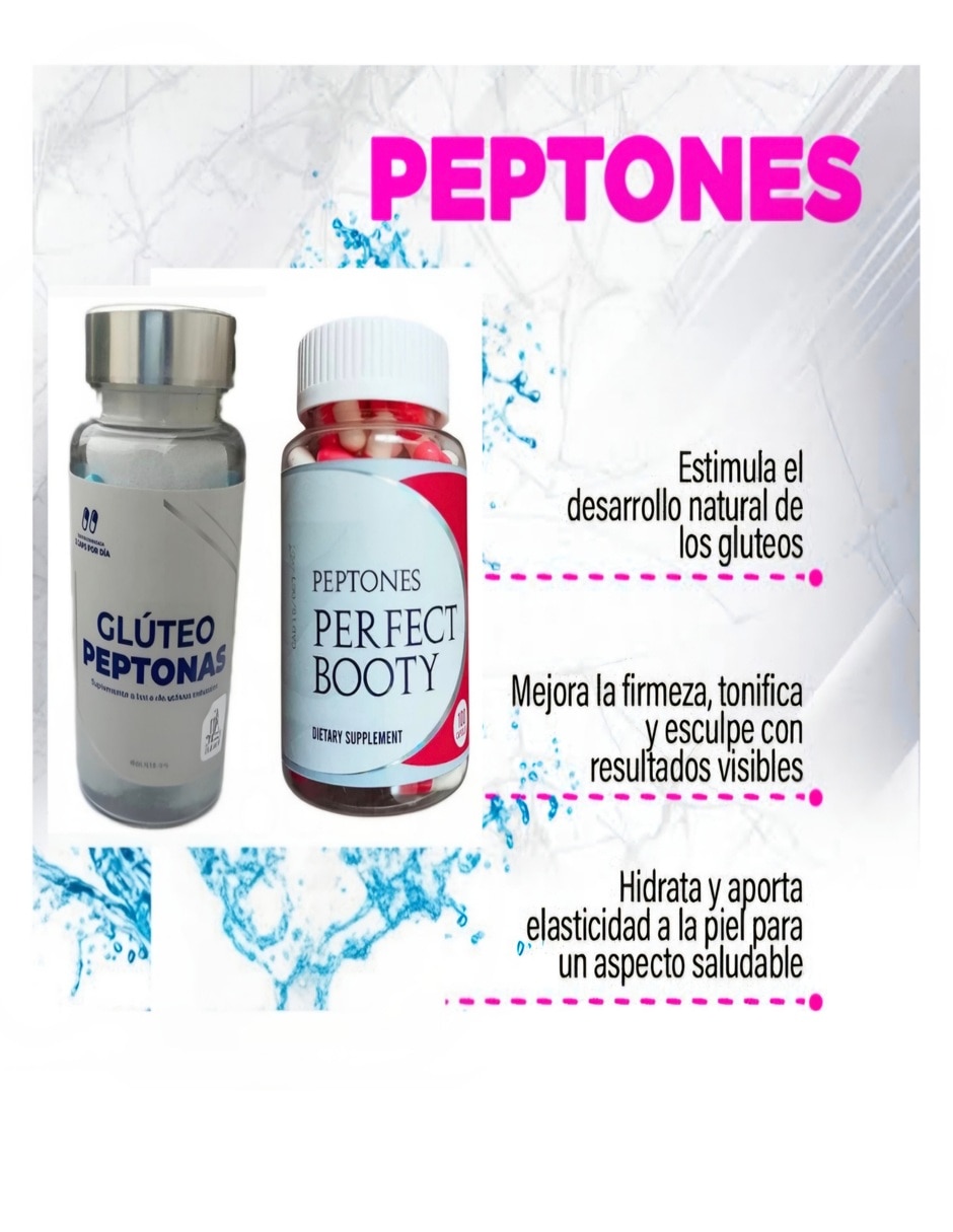 Set de peptonas voluminizador de gluteos con multivitaminico sabor no saborizado de 2