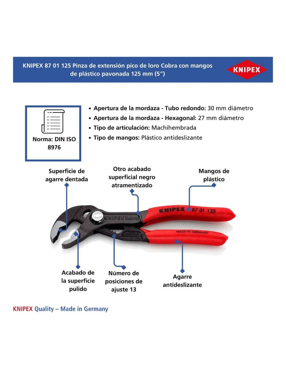 Pinza de extensión Cobra 87 01 125 SB 8
