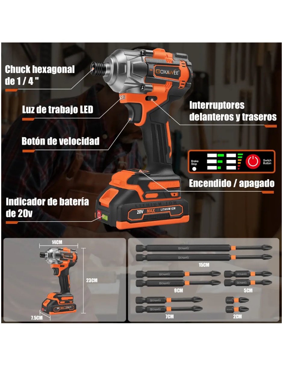 Atornillador y accesorios eléctrico 10 piezas 5