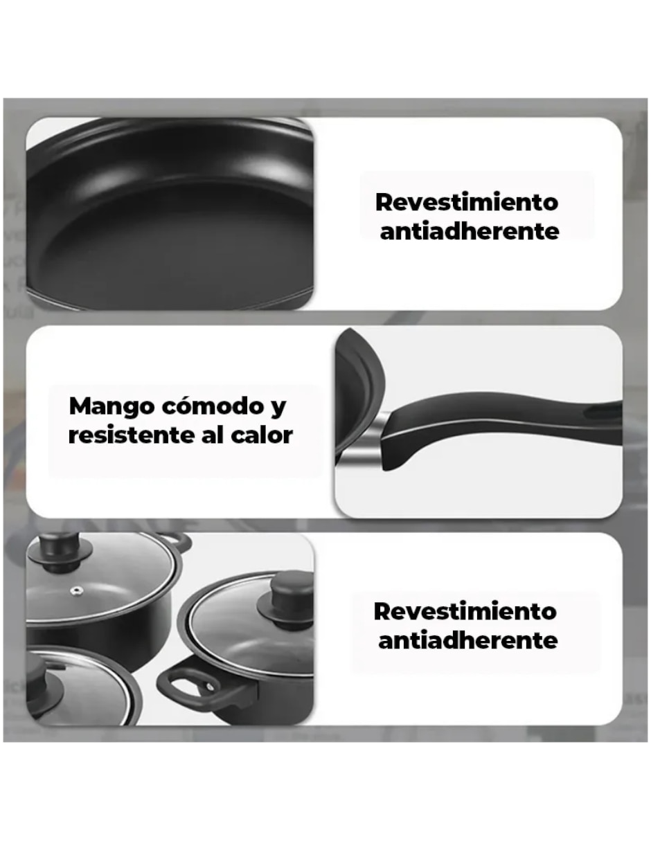 Batería de cocina antiadherente convencional 13 piezas 2