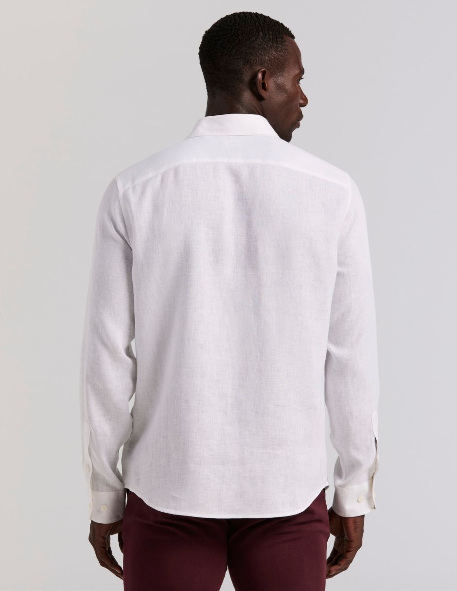 Camisa casual perry ellis de lino manga larga para hombre