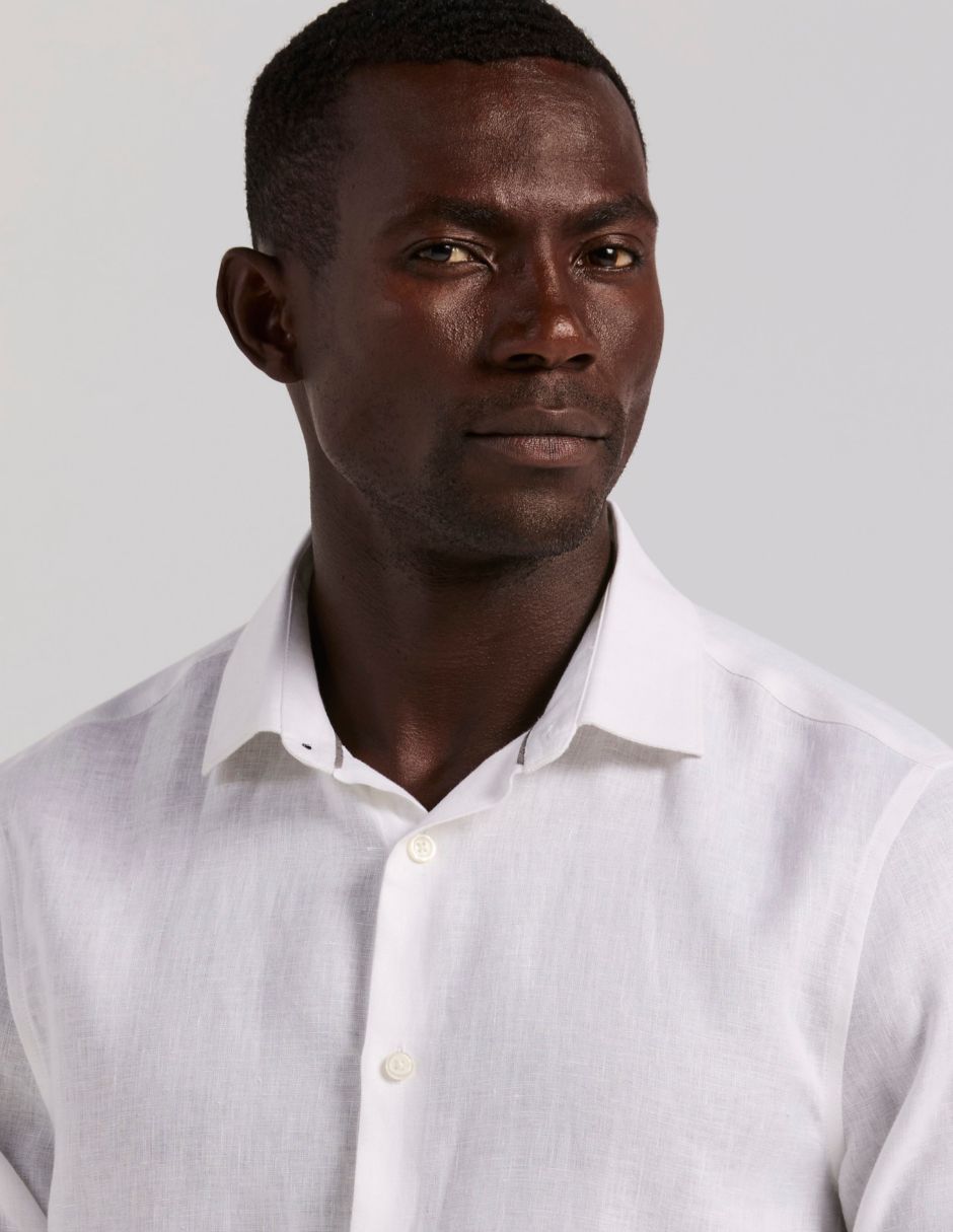 Camisa casual perry ellis de lino manga larga para hombre