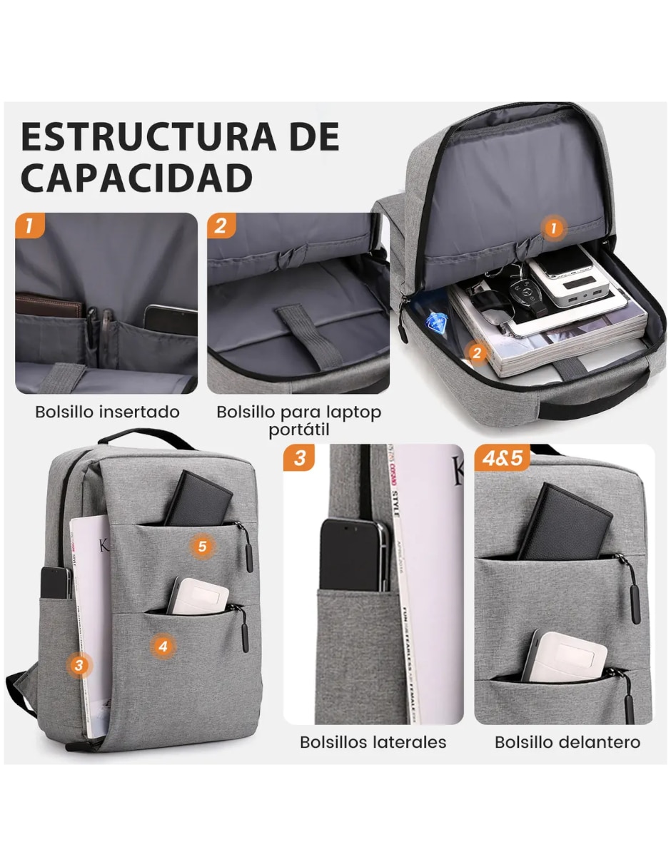 Mochila con portalaptop Genérica impermeable unisex